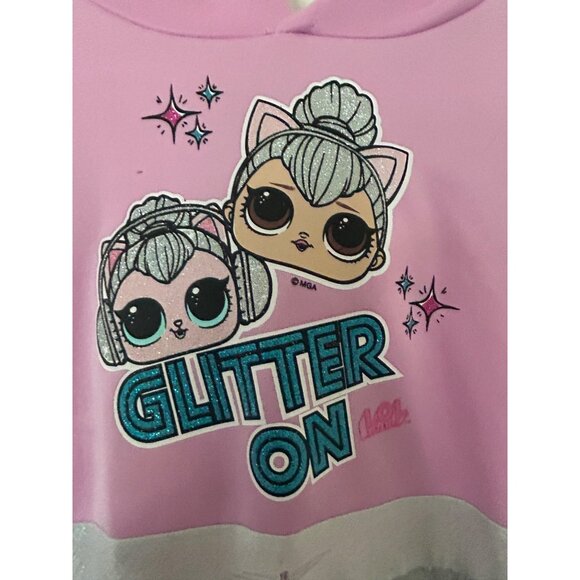 LOL Surprise! Glitter On Pink Hoodie Dress XS (4/5) With Silver Glitter Tulle Sk - Picture 4 of 7